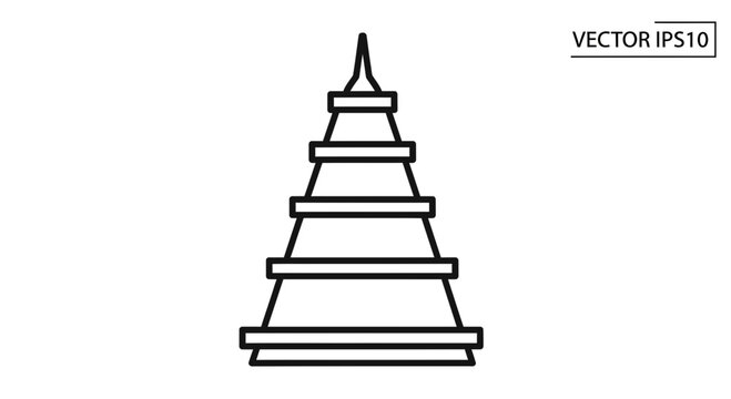 Abstract Geometric Pyramid Structure Icon, Minimalist Outline Design