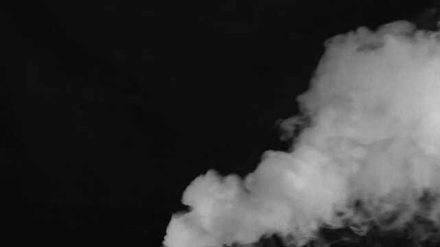 Realistic dense white smoke plumes and drifting steam clouds on transparent background for cinematic vfx chroma key composting and creative design
