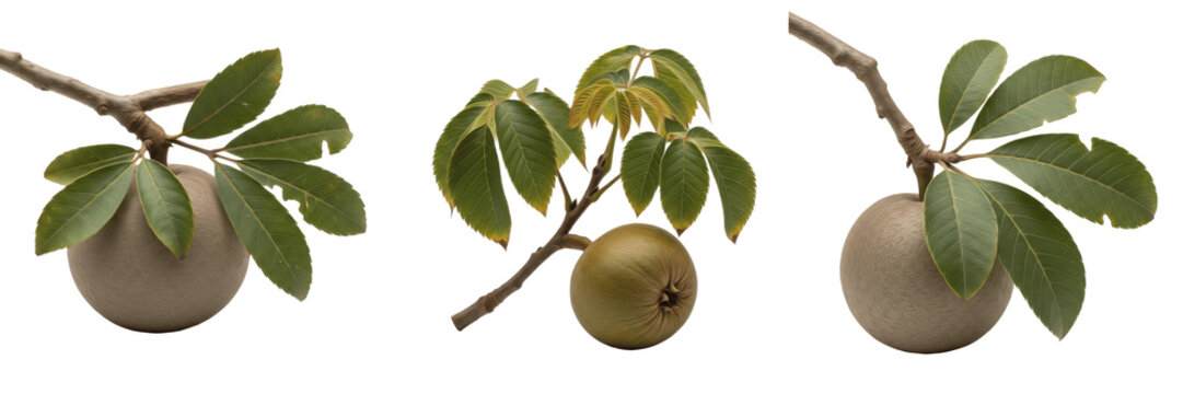Autumn olive berries (Elaeagnus umbellata) with speckled leaves on branch isolated on white background, autumn berry cluster red oleaster edible fruit