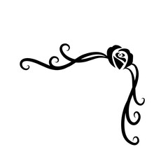 Fototapeta premium black rose corner border decoration icon