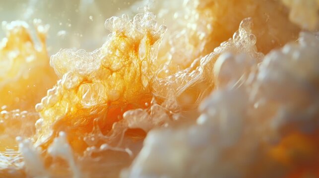 Golden Liquid Bubbles Splashing.