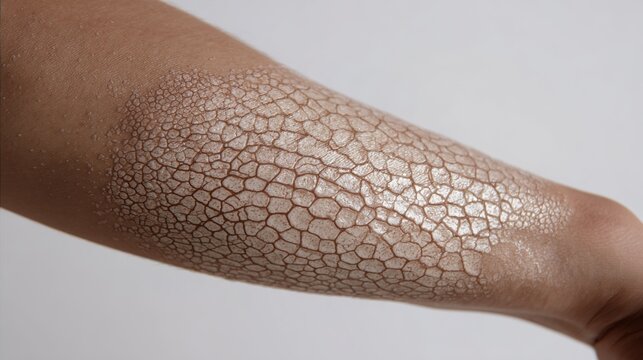 Macro of dry scaly skin or ichthyosis on human limb