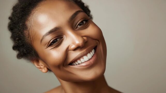 Portrait woman smile teeth skin face smiling young woman portrait with radiant natural skin bright