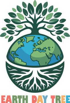 earth day tree eco world clipar logo icon vector white background .