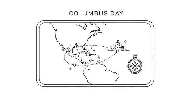 Navigational map tracing a historical journey of exploration across oceans with a ship and compass