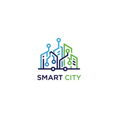 Fototapeta premium Smart City Technology Logo Design.