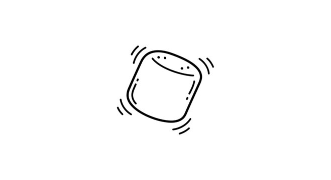 Charming hand-drawn marshmallow character exuding playful cheerfulness with subtle motion lines