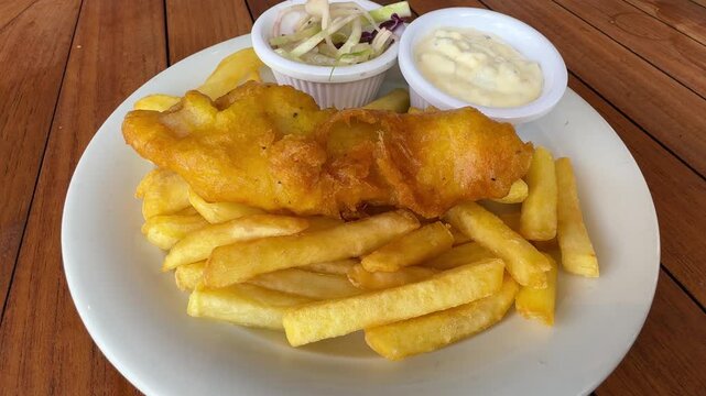 Serving a Plate of Fish and Chips