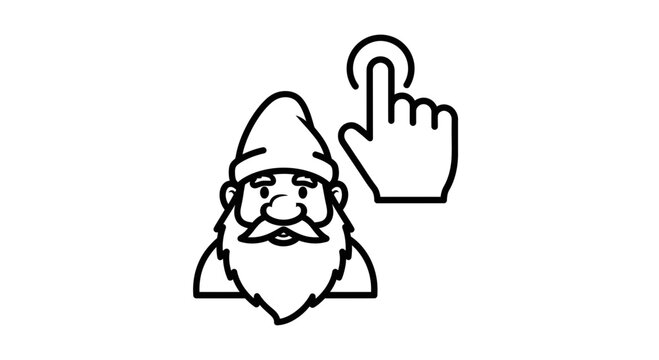 Charming gnome icon with a clickable finger gesture for engaging user experience