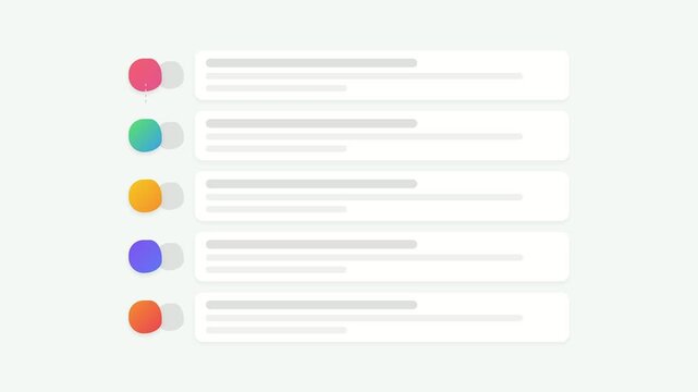 Animated List Items with Colorful Bubbles