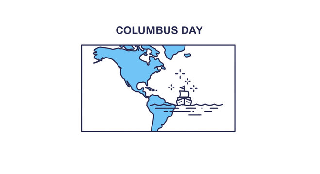 Stylized graphic depicting a historic transatlantic voyage celebrating a significant American