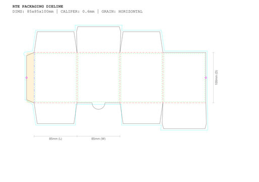 Candle Box Standard 8oz Box Template SVG | 85x85x100mm RTE Packaging Dieline | Cricut & Illustrator Ready