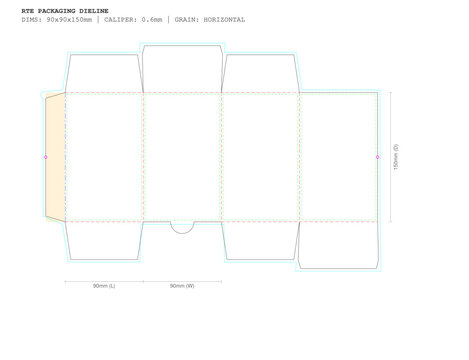 Candle Box Tall Pillar 12oz Box Template SVG | 90x90x150mm RTE Packaging Dieline | Cricut & Illustrator Ready