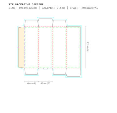 50ml Skincare Pump Bottle Box Template SVG | 40x40x120mm RTE Packaging Dieline | Cricut & Illustrator Ready