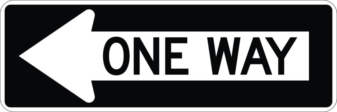 One Way Left Arrow with Text US Road Sign Vector Illustration Directional Traffic Sign Symbol
