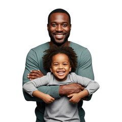 Obraz premium Portrait of a Smiling Black Father and Daughter in a Studio Setting