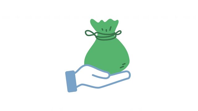 Taxation Animated Icon. Motion Graphic 2D Objects Animation Flat Cartoon 4K Video. Contain Capital Gain, Charge Slip, Claim Form