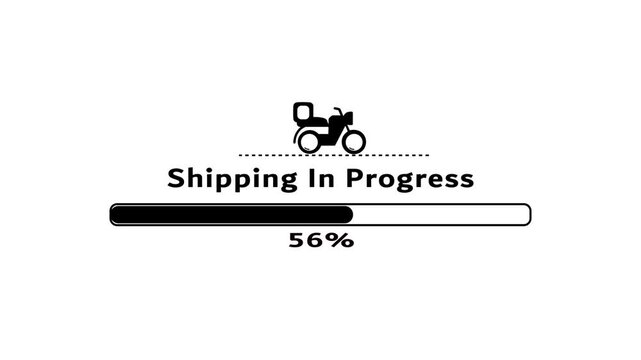 Motorcycle shipping progress loading bar animation.