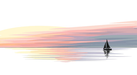 Sailboat on calm water sailing. © Ferry