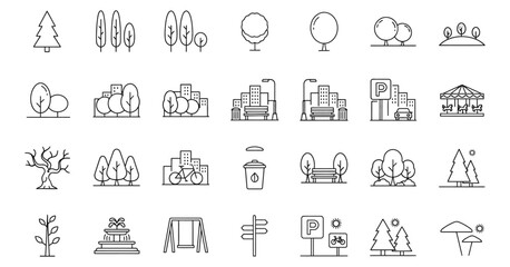 Fototapeta premium A collection of 25 small black and white architectural icons or symbols