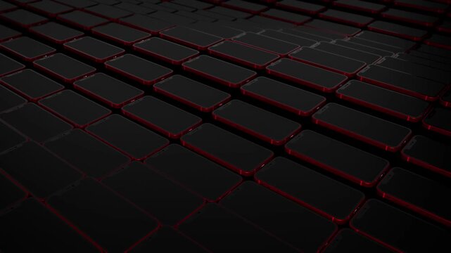 Dynamic dark geometric smart phone pattern with subtle red glowing outlines creating an intricate futuristic digital grid texture, perfect for modern technology and abstract design concepts