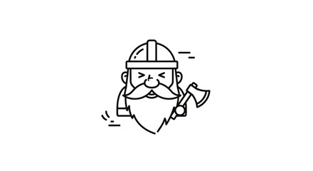 Fototapeta premium Hard hat hero with a mighty beard and axe, a symbol of joyful labor and robust craftsmanship