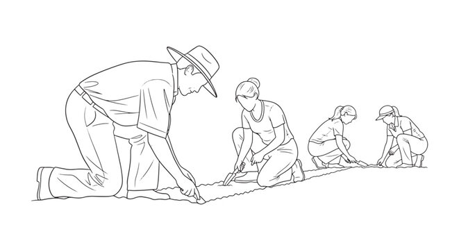 Agriculture Worker Collection &ndash; Crouching & Planting CAD People