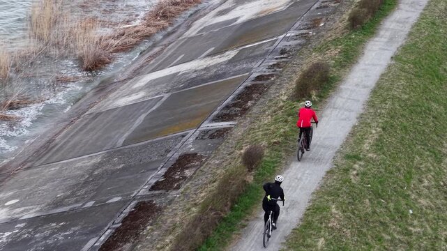 bicycle rally drone shot
