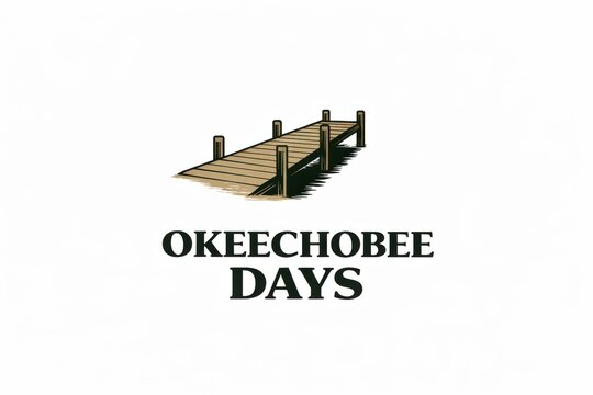 Wooden dock sign for Okeechobee Days festival with rustic charm and natural lighting