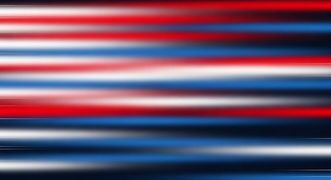Abstract Red White and Blue Horizontal Streaks of Light Motion Blur Background.