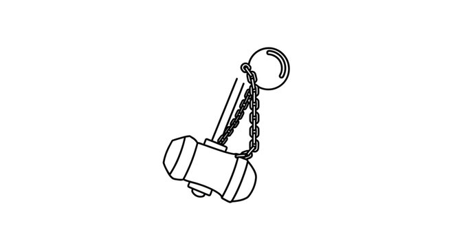 Medieval Flail Weapon Icon, Line Art Illustration