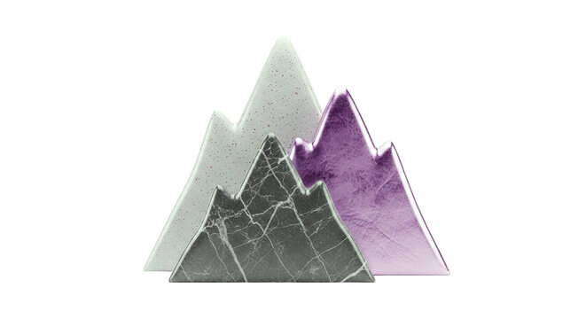 Three Decorative Mountains: Marble, Glitter, and Metallic Purple
