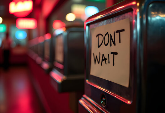 Jukebox displaying note with dont wait message
