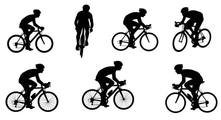 Fototapeta premium Cyclist Silhouettes Collection: Racing, Training, and Commuting