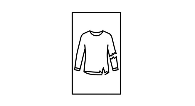 Minimalist icon illustrating a long-sleeved shirt with noticeable tears and wear