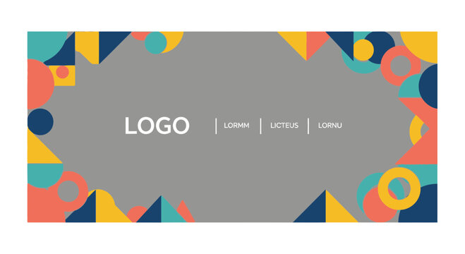 Abstract Geometric Shapes Border Design, Retro Style, Colorful Background