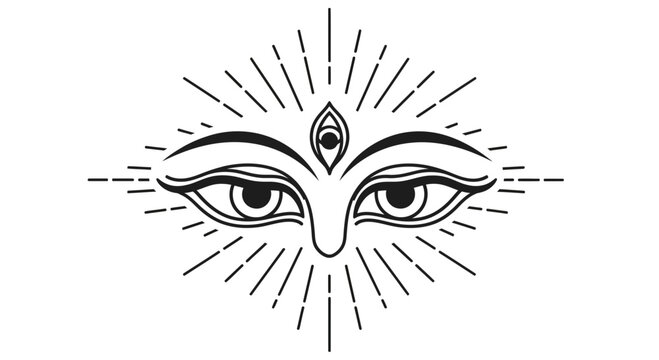Hindu Goddess Third Eye Symbol Design.