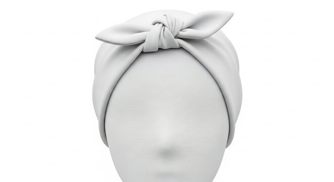 White Turban Headband with Bow Detail on Mannequin.