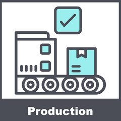 Fototapeta premium Production Blue Vector Icon On White Background 