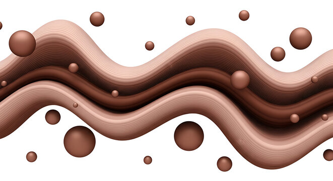 Abstract brown wavy lines with small spheres, representing a scientific or organic texture