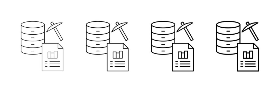 Data Mining Icons Vector Set In Different Stroke Line Style
