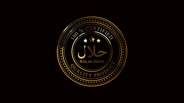 3d animation set of halal food label green screen background