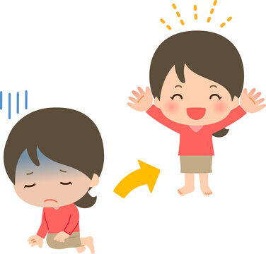 不調から回復した若い女性