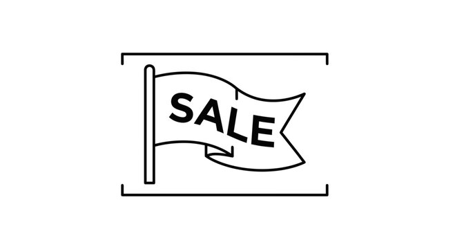 Striking monochrome sale flag icon for promotional offers and modern retail marketing campaigns
