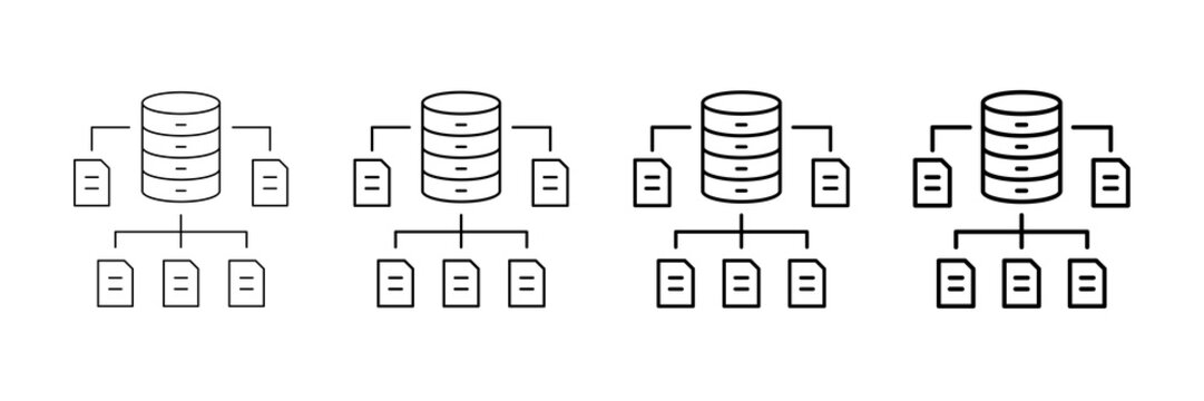 Data Structure Icons Vector Set In Different Stroke Line Style