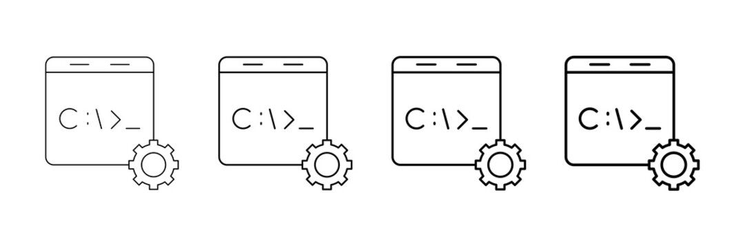 Command Line Interface Icons Vector Set In Different Stroke Line Style