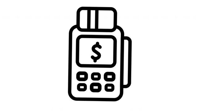 POS Terminal Icon with Credit Card and Dollar Sign, Animated Card Reader Machine for Payment Transaction, Minimalist Financial Retail Motion Graphic with Alpha Channel Loop