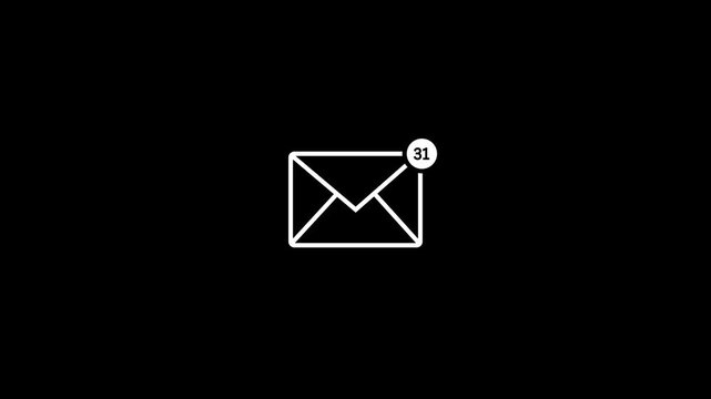 White Envelope with Notification Badge Showing Three New Unread Messages Against a Solid Black Background Minimalist Digital Representation of Incoming Communication and Alerts