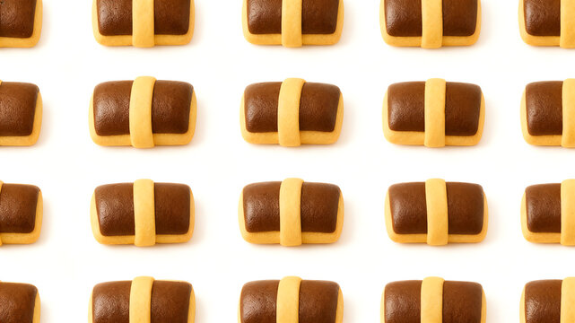 Indonesian chocolate nastar cookies or pineapple tarts with chocolate topping isolated on white background. Traditional Eid Mubarak snacks.