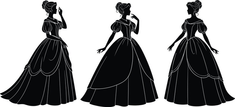 princess dress silhouette Beautiful Princess gown silhouette illustration 55295086 Vector Art at Vecteezy